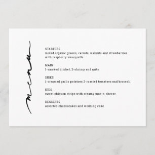 Chic Hand Lettered Wedding Reception Menu