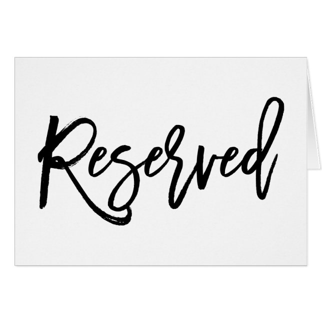 Chic Hand Lettered Wedding Reserved Sign Folded (Front Horizontal)