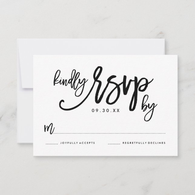 Chic Hand Lettered Wedding RSVP Card (Front)