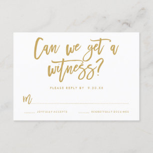 Chic Hand Lettered Wedding RSVP Card in Gold
