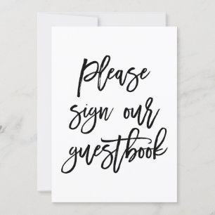 Chic Hand Lettered Wedding Sign Our Guest Book