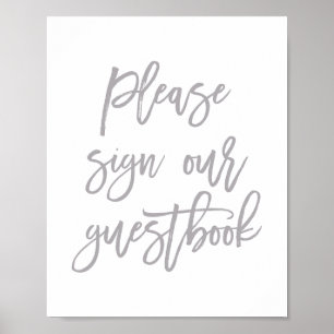 Chic Hand Lettered Wedding Sign Our Guest Book
