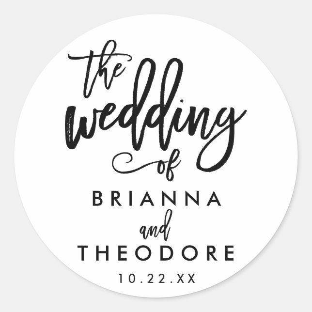 Chic Hand Lettered Wedding Sticker (Front)