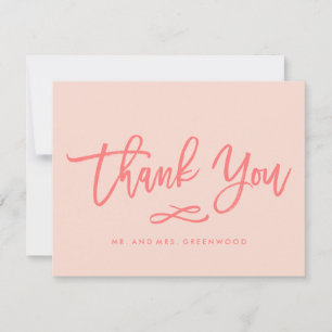 Chic Hand Lettered Wedding Thank You Coral