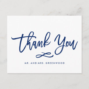 Chic Hand Lettered Wedding Thank You Flat Card