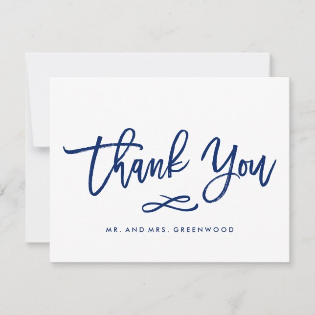 Chic Hand Lettered Wedding Thank You Flat Card (Front)