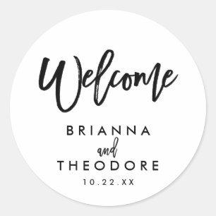 Chic Hand Lettered Wedding Welcome Sticker