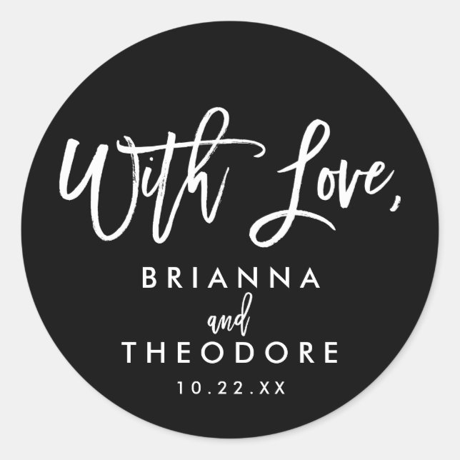 Chic Hand Lettered Wedding With Love Favour Label (Front)