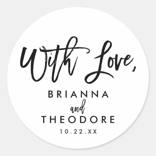 Chic Hand Lettered Wedding With Love Favour Label (Front)