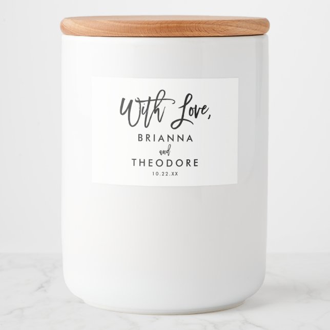 Chic Hand Lettered Wedding With Love Food Label (Front)