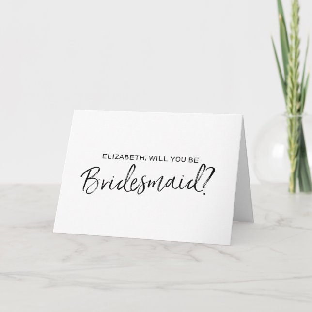 Chic Hand lettered Will you be my bridesmaid Invitation (Front)