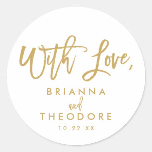 Chic Hand Lettered With Love Favour Label Gold