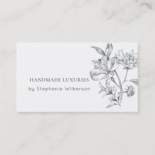 Chic Handmade Elegant Black White Business Card (Front)