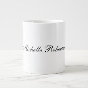 Chic Handwriting Black White Plain Minimalist Large Coffee Mug