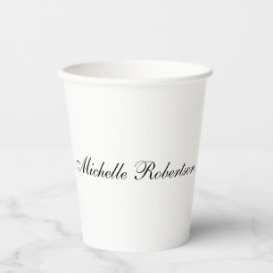 Chic Handwriting Black White Plain Minimalist Paper Cups