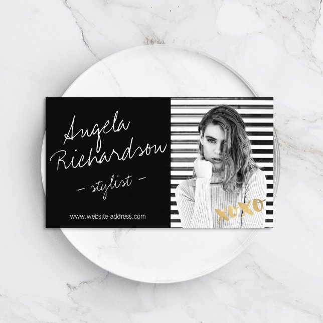 Chic Handwritten Fashion Stylist Actor Model Photo Business Card (Creator Uploaded)