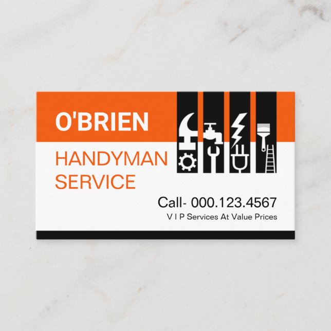 Chic Handyman Tools Tab Business Card (Front)
