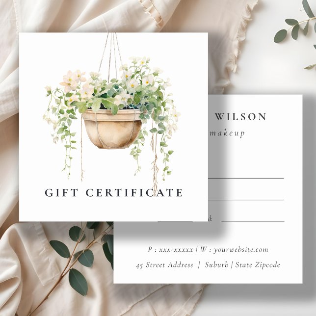 Chic Hanging Floral House Plante certificat cadeau (Créateur téléchargé)