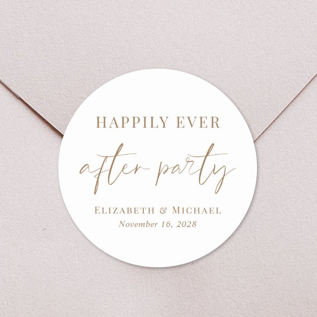 Chic Happily Ever After Party Wedding Reception Classic Round Sticker (Creator Uploaded)