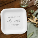 Chic Happily Ever After Wedding Reception Paper Plate<br><div class="desc">Chic paper plates for your wedding reception with "Happily Ever After Party" in a mix of elegant serif typography and a stylish modern script,  your first names and your reception date.</div>