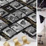 Chic Happy Birthday Photo Film Strip Black Gold Wrapping Paper<br><div class="desc">Capture the moment with this stylish custom gift wrap! Eight favourite photos, arranged like a retro film photography contact sheet. This seamless pattern features the greeting "Happy Birthday" in trendy script lettering, and is personalized with a name, age, and the year. A chic wrapping paper template perfect for family and...</div>