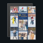 Chic Happy Hanukkah Family Photo Collage Magnet<br><div class="desc">Chic customizable Jewish family photo collage Hanukkah magnet card with a collection of winter photos. Add 9 of your favourite Chanukah memories on this modern 9 photograph layout around a menorah and gold script. Happy Hanukkah magnetic cards.</div>