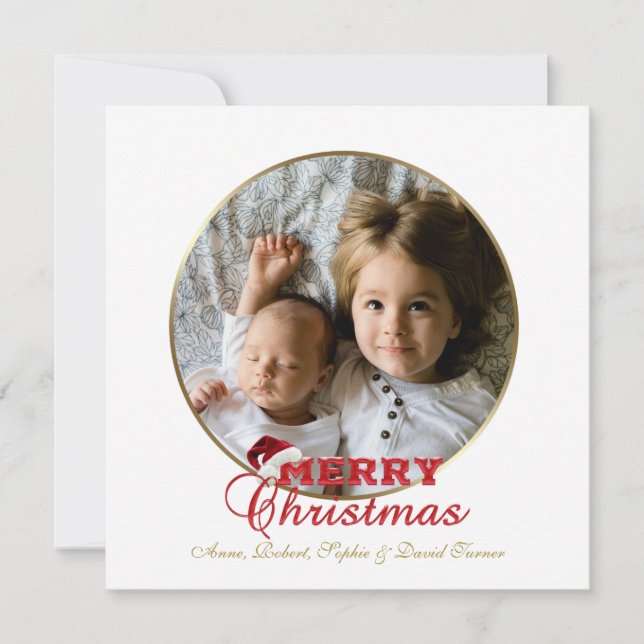 Chic Happy Holidays Script Poinsettia Monogram Invitation (Front)