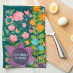 Chic Happy Trendy Purple Floral Custom Stylish  Kitchen Towel<br><div class="desc">Chic Custom Floral Heart Pattern Modern kitchen towel. These pretty kitchen towels are perfect to add a pop of colour to your kitchen. Make them uniquely yours by adding your name or favourite quote. Whether you're a seasoned chef or an aspiring home cook, these towels make the perfect companion for...</div>