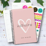 Chic Heart Blush Pink Weekly Monthly Non Dated Planner<br><div class="desc">This blush pink planner is personalized with your name in a simple font over a large white heart. Ideal for yourself or a great gift for any occasion. MORE colours and designs in our store.</div>