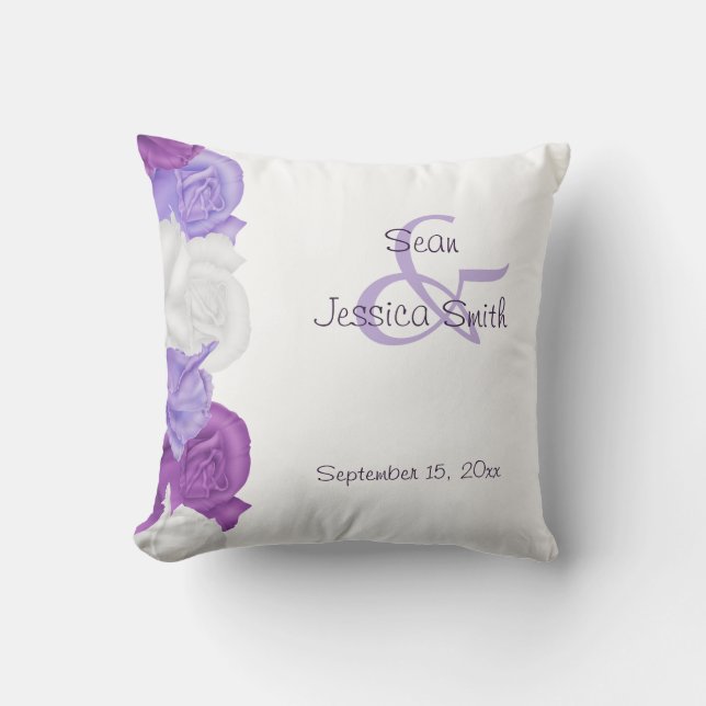 Chic Heirloom Roses Wedding Date Throw Pillow (Front)