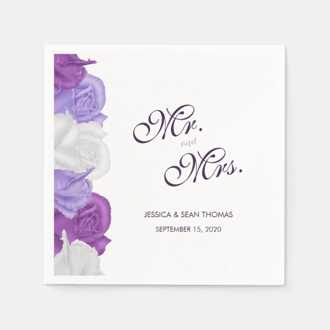 Chic Heirloom Roses Wedding Napkin (Front)