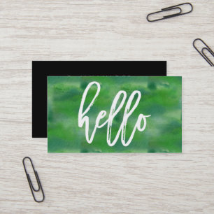 Chic Hello Green Watercolor Business Card