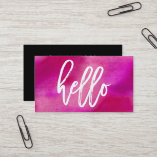 Chic Hello Magenta Watercolor   Business Card