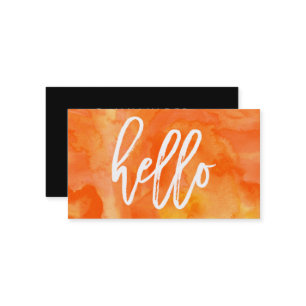 Chic Hello orange aquarelle   Carte de visite