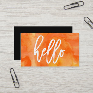 Chic Hello Orange Watercolor   Business Card