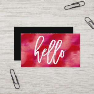 Chic Hello Red Watercolor   Business Card