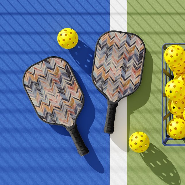 Chic Herringbone Chevron Pattern Monogram Pickleball Paddle (Creator Uploaded)