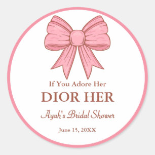 Chic High End Perfume Theme Pink Bow Party Favor Classic Round Sticker