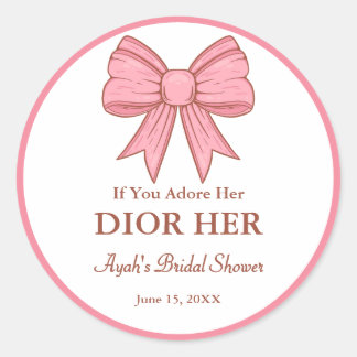 Chic High End Perfume Theme Pink Bow Party Favour Classic Round Sticker