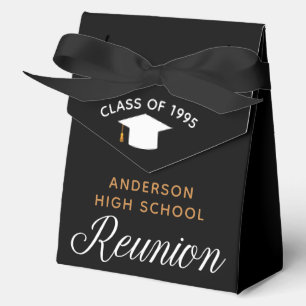 Chic High School Reunion Black Gold Party Favor Box
