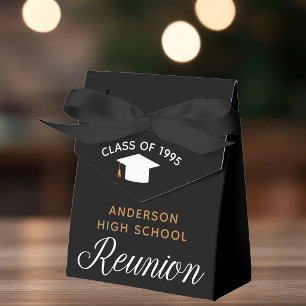 Chic High School Reunion Black Gold Party Favor Box