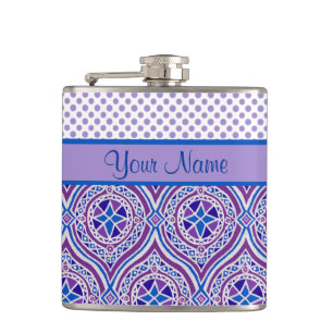 Chic Hip Flask to Personalize: Mauve, Blue