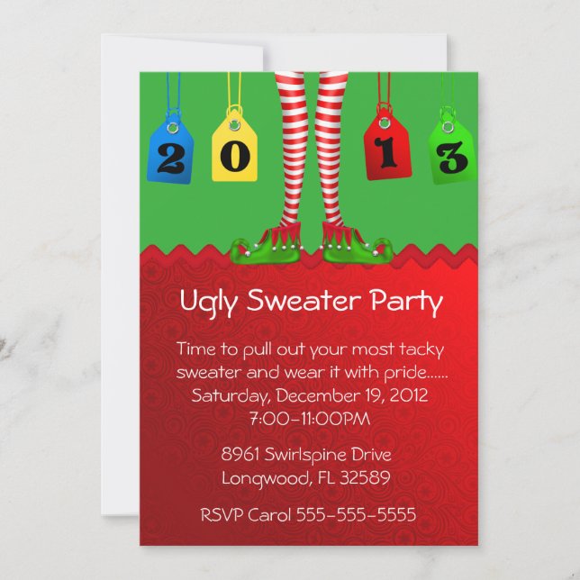 Chic Holiday/Christmas Ugly Sweater Party Invitation (Front)