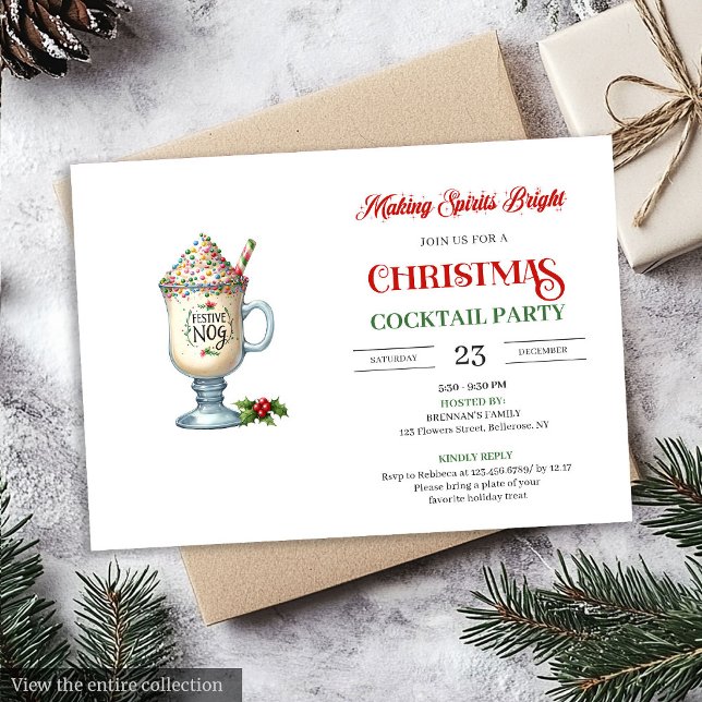 Chic Holiday Cocktails Party modern festive card (Chic Holiday Cocktails Party modern festive card)