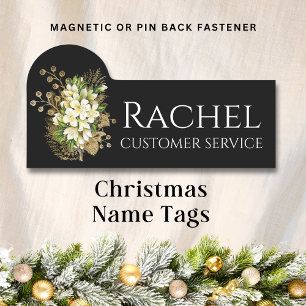 Chic Holiday Floral Bouquet Personalized Name Tag