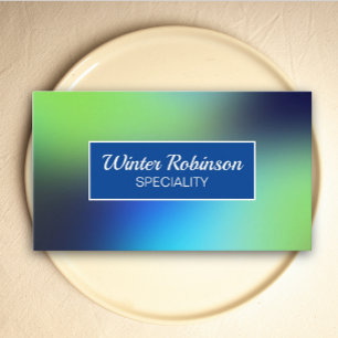 Chic holographic blue green turquoise with frame business card