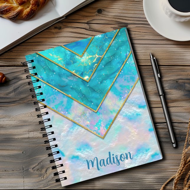 Chic holographic girly stylish blue sketchbook notebook (Creator Uploaded)