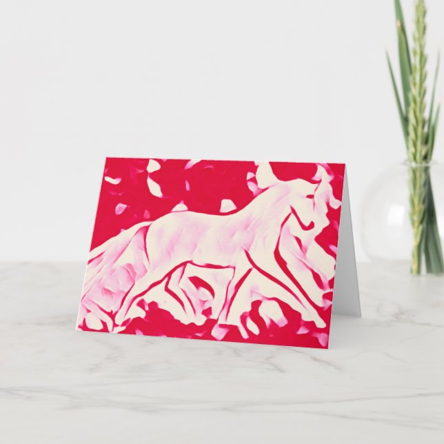 Chic Horse White Pink Red  Thank You Card (Front)