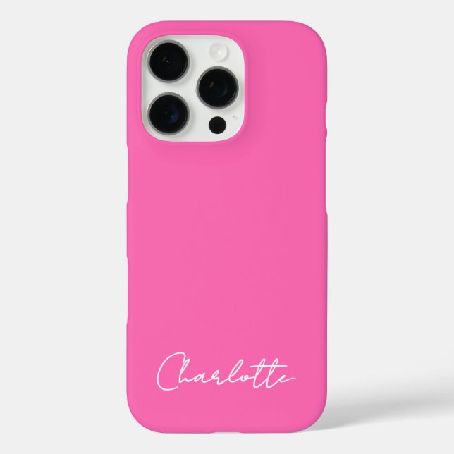 Chic Hot Pink Custom Name Script  Case-Mate iPhone Case (Back)