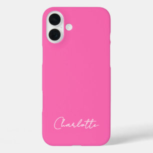 Chic Hot Pink Custom Name Script  iPhone 16 Plus Case